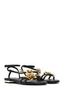 Women's Black Ankle Buckle Stoned Sandals | Derimod Women's Black Ankle Buckle Stoned Sandals | Derimod