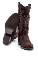 Women's Suede Leather Cowboy Boots | Derimod Women's Suede Leather Cowboy Boots | Derimod