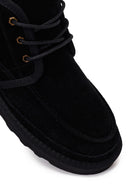 Male Black Lace-up Suede Casual Boots | Derimod Male Black Lace-up Suede Casual Boots | Derimod