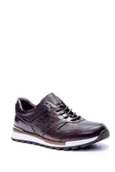 Erkek Kroko Detaylı Deri Sneaker | Derimod Erkek Kroko Detaylı Deri Sneaker | Derimod