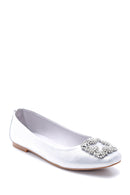 Women's Leather Stone Ballerinas | Derimod Women's Leather Stone Ballerinas | Derimod