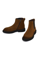 Men's Brown Zippered Suede Leather Boot | Derimod Men's Brown Zippered Suede Leather Boot | Derimod