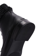 Women's Black Leather Stone Boots | Derimod Women's Black Leather Stone Boots | Derimod