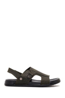 Male Khaki Nubuck Leather Sandals | Derimod Male Khaki Nubuck Leather Sandals | Derimod