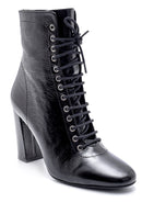 Women's Leather Patent Leather Heeled Boots | Derimod Women's Leather Patent Leather Heeled Boots | Derimod