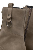 Geox Women's Mink Taupe Lace-Up Suede Leather Combat Boots | Derimod Geox Women's Mink Taupe Lace-Up Suede Leather Combat Boots | Derimod