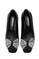 Kadın Siyah Taşlı Deri Babet | Derimod Kadın Siyah Taşlı Deri Babet | Derimod