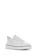 Erkek Beyaz Bağcıklı Kalın Tabanlı Deri Sneaker | Derimod Erkek Beyaz Bağcıklı Kalın Tabanlı Deri Sneaker | Derimod