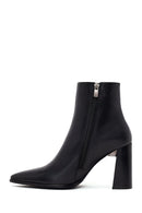 Woman Black Zip Closure Thick-Heeled Leather Boots | Derimod Woman Black Zip Closure Thick-Heeled Leather Boots | Derimod