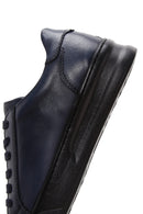 Men's Navy Blue Leather Sneaker | Derimod Men's Navy Blue Leather Sneaker | Derimod