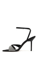 Women's Black Ankle Buckle Stone High Thin Heel Sandals | Derimod Women's Black Ankle Buckle Stone High Thin Heel Sandals | Derimod