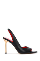 Women's Black High Heel Leather Sandals | Derimod Women's Black High Heel Leather Sandals | Derimod