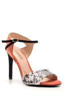 Women's Crocodile Detailed Suede Heeled Shoes | Derimod Women's Crocodile Detailed Suede Heeled Shoes | Derimod