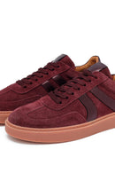 Kadın Bordo Bağcıklı Süet Deri Sneaker | Derimod Kadın Bordo Bağcıklı Süet Deri Sneaker | Derimod