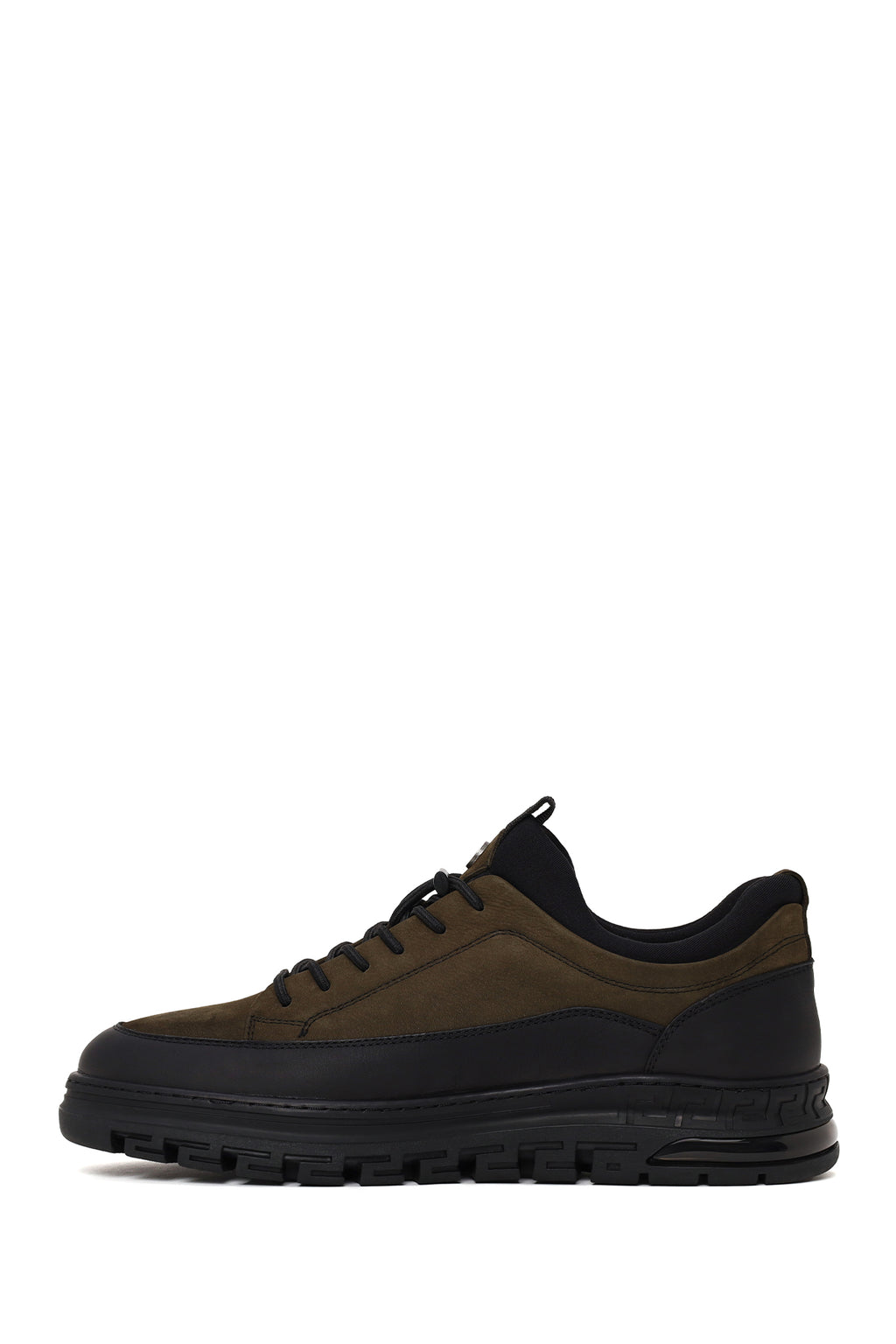 Erkek Haki Bağcıklı Kalın Tabanlı Nubuk Deri Sneaker