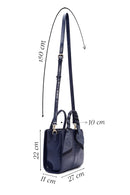 Women's Navy Blue Long Strap Crocodile Patterned Handbag with Accessory Detail | Derimod Women's Navy Blue Long Strap Crocodile Patterned Handbag with Accessory Detail | Derimod