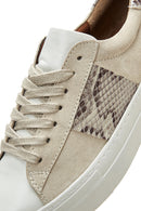 Kadın Bej Deri Desenli Sneaker | Derimod Kadın Bej Deri Desenli Sneaker | Derimod