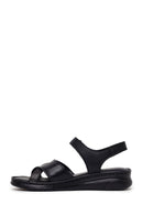 Woman Black Strappy Leather Comfort Sandal | Derimod Woman Black Strappy Leather Comfort Sandal | Derimod