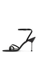 Women's Black Ankle Buckle Stoned Thin Heel Patent Leather Sandals | Derimod Women's Black Ankle Buckle Stoned Thin Heel Patent Leather Sandals | Derimod