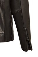 Musiala Male Black Slim-Fit Leather Jacket | Derimod Musiala Male Black Slim-Fit Leather Jacket | Derimod