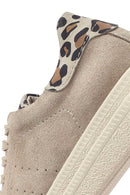 Women's Beige Lace-Up Suede Leather Sneaker | Derimod Women's Beige Lace-Up Suede Leather Sneaker | Derimod