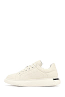 Male White Lace-Up Thick-Soled Leather Sneaker | Derimod Male White Lace-Up Thick-Soled Leather Sneaker | Derimod