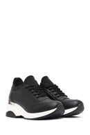 Woman Black Lace-Up Wedge Sneaker | Derimod Woman Black Lace-Up Wedge Sneaker | Derimod