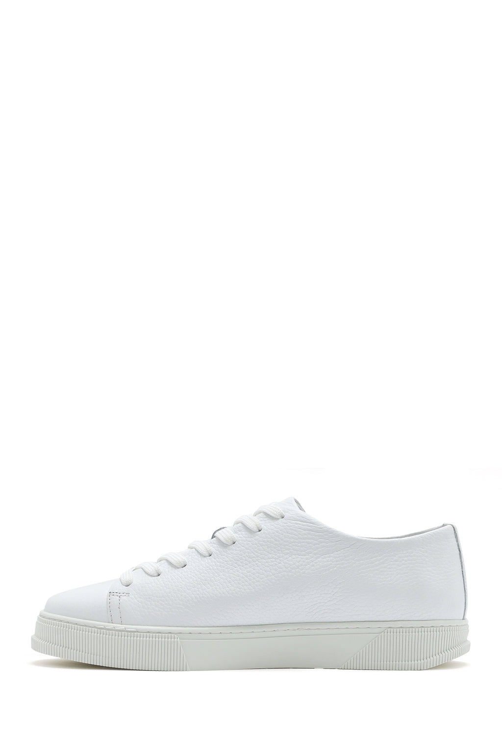 Erkek Beyaz Bağcıklı Deri Sneaker