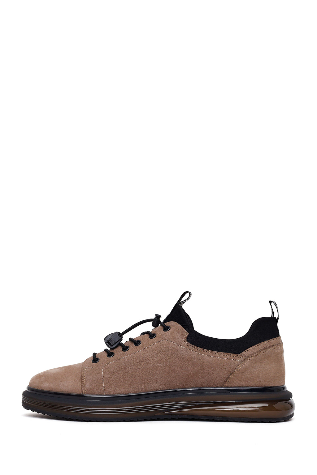 Erkek Vizon Bağcıklı Süet Deri Casual Sneaker