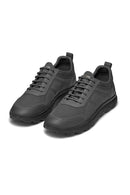 Geox Men's Grey Spherica Lace-Up Leather Sneakers | Derimod Geox Men's Grey Spherica Lace-Up Leather Sneakers | Derimod