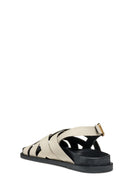 Geox Women Cream D Adelash A - Smo.Lea Leather Sandals | Derimod Geox Women Cream D Adelash A - Smo.Lea Leather Sandals | Derimod