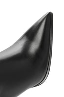 Women's Black Zippered Thin Heeled Leather Boots | Derimod Women's Black Zippered Thin Heeled Leather Boots | Derimod