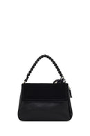 Woman Black Long-Strap Suede Shoulder Bag | Derimod Woman Black Long-Strap Suede Shoulder Bag | Derimod