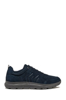 Geox Men's Navy Blue Spherica Lace-Up Suede Leather Sneakers | Derimod Geox Men's Navy Blue Spherica Lace-Up Suede Leather Sneakers | Derimod