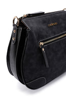 Women's Black Long Strap Nubuck Shoulder Bag | Derimod Women's Black Long Strap Nubuck Shoulder Bag | Derimod