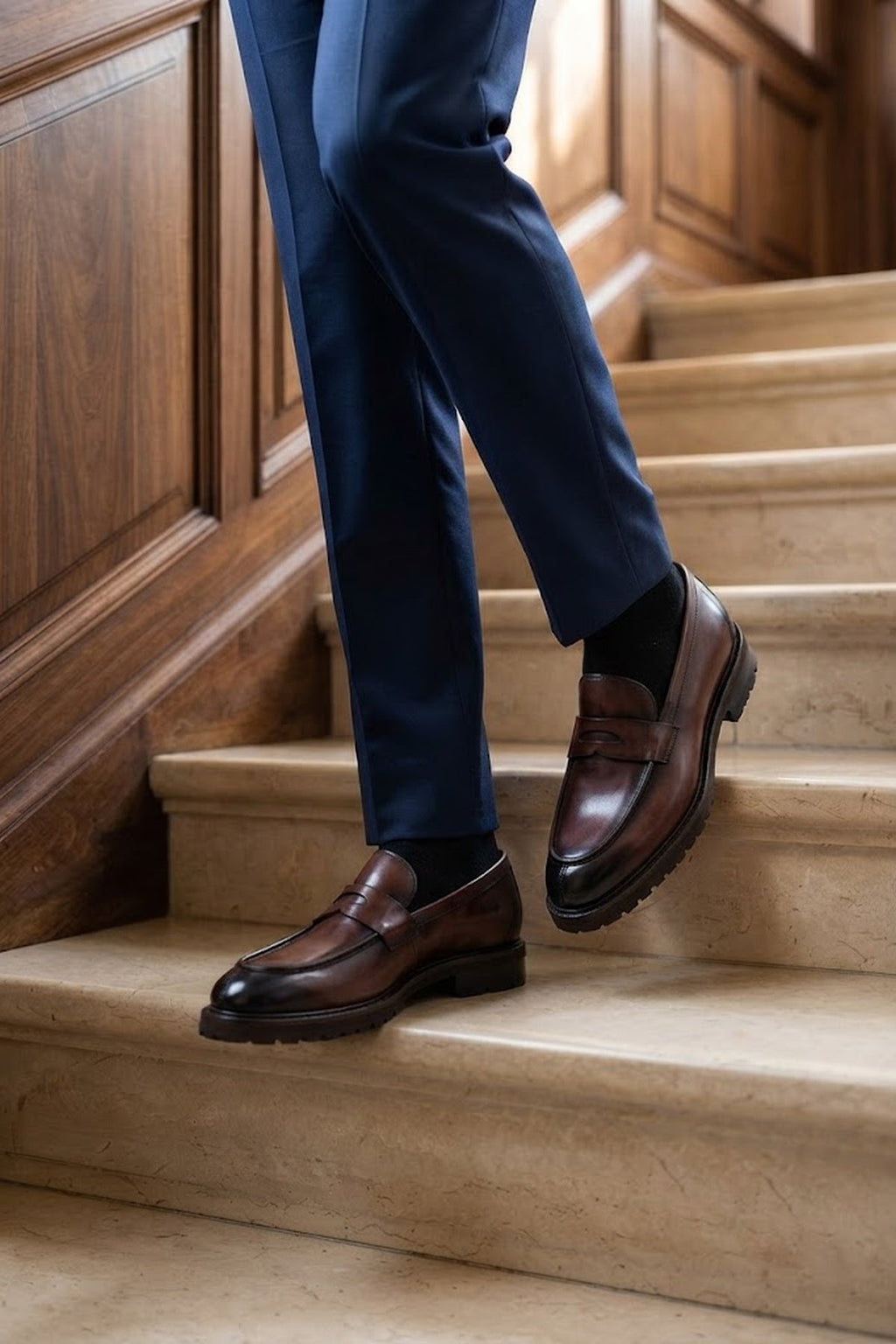 Erkek Kahverengi Deri Casual Loafer