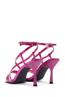 Women's Pink Ankle Strap High Heel Metallic Sandals | Derimod Women's Pink Ankle Strap High Heel Metallic Sandals | Derimod