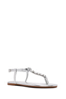 Women's Silver Stone Flip-Flop Sandals | Derimod Women's Silver Stone Flip-Flop Sandals | Derimod