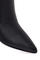 Woman Black Zip Closure Thick-Heeled Leather Boots | Derimod Woman Black Zip Closure Thick-Heeled Leather Boots | Derimod