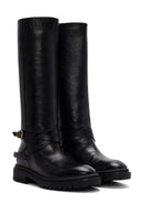 Women's Black Buckle Detailed Leather Boots | Derimod Women's Black Buckle Detailed Leather Boots | Derimod