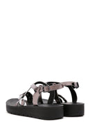 Women's Anthracite Ankle Strap Metallic Sandals | Derimod Women's Anthracite Ankle Strap Metallic Sandals | Derimod