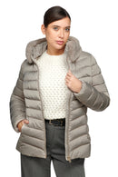 Geox Women's Beige Bettanie Fur Detailed Coat | Derimod Geox Women's Beige Bettanie Fur Detailed Coat | Derimod