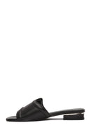 Women's Black Leather Slippers | Derimod Women's Black Leather Slippers | Derimod