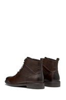 Geox Men's Brown Terence Lace-Up Leather Combat Boots | Derimod Geox Men's Brown Terence Lace-Up Leather Combat Boots | Derimod