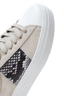 Kadın Bej Deri Desenli Sneaker | Derimod Kadın Bej Deri Desenli Sneaker | Derimod