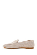 Women's Beige Mesh Suede Leather Loafer | Derimod Women's Beige Mesh Suede Leather Loafer | Derimod