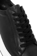 Erkek Siyah Bağcıklı Deri Sneaker | Derimod Erkek Siyah Bağcıklı Deri Sneaker | Derimod