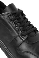 Erkek Siyah Bağcıklı Deri Casual Sneaker | Derimod Erkek Siyah Bağcıklı Deri Casual Sneaker | Derimod