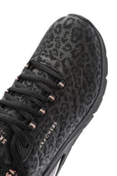 Skechers Kadın Siyah Leopar Desenli Bağcıklı Sneaker | Derimod Skechers Kadın Siyah Leopar Desenli Bağcıklı Sneaker | Derimod