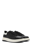 Erkek Siyah Bağcıklı Deri Sneaker | Derimod Erkek Siyah Bağcıklı Deri Sneaker | Derimod